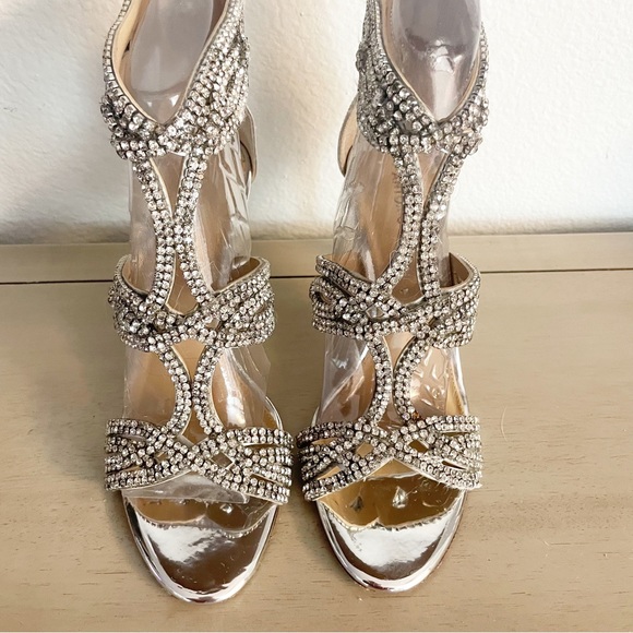Antonio Melani silver rhinestone bling strappy heels size 8 - Picture 3 of 11
